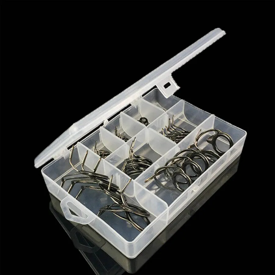 Juegos de guías de caña de pescar, Kit de reparación de puntas, pieza de caña de construcción DIY, anillo guía de caña de pescar de cerámica de acero inoxidable de 8 tamaños, 40 Uds. - imagen 4