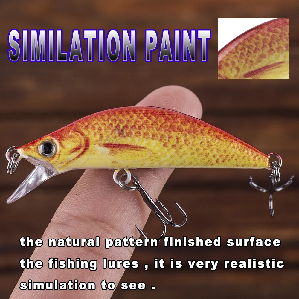 CCLTBA pequeño pececillo hundido 5,5 cm 5,5g Señuelos de pesca artificiales Wobble cebo duro Crankbait aparejos de pesca de pececillo de agua dulce - imagen 3