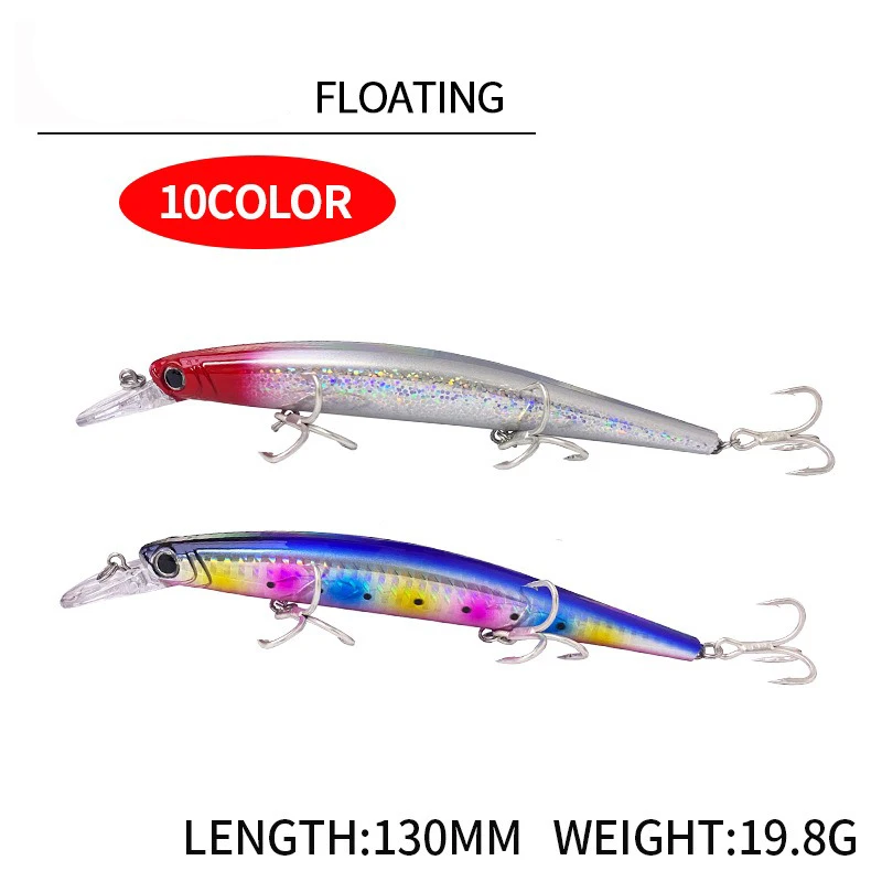 Señuelo flotante de pececillo para Pesca, cebo Artificial Wobbler de 130mm y 19,8g para Pesca en agua de mar - imagen 2