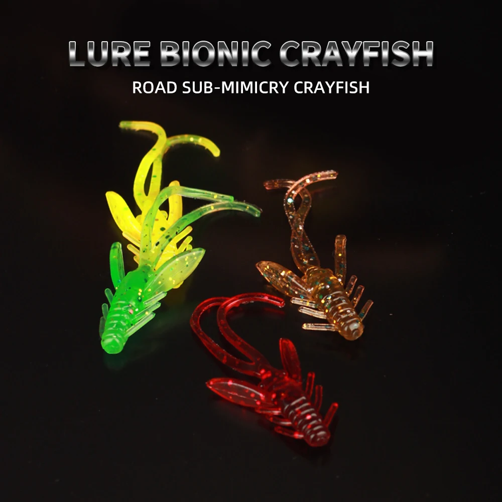 Señuelo de pesca de 30 uds, Señuelos de Pesca de DoliveCraw, cebo suave de Camarón, cebo suave de 60mm, gambas giratorias, Twintails, lubina de mar para carpa - imagen 2