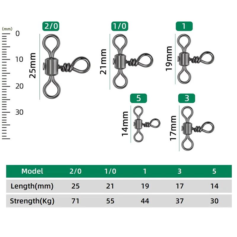 10 Uds. Giratorio de pesca de línea cruzada de barril de 3 vías con anillo sólido conector de línea de anzuelo de pesca de latón herramientas de accesorios de pesca - imagen 3