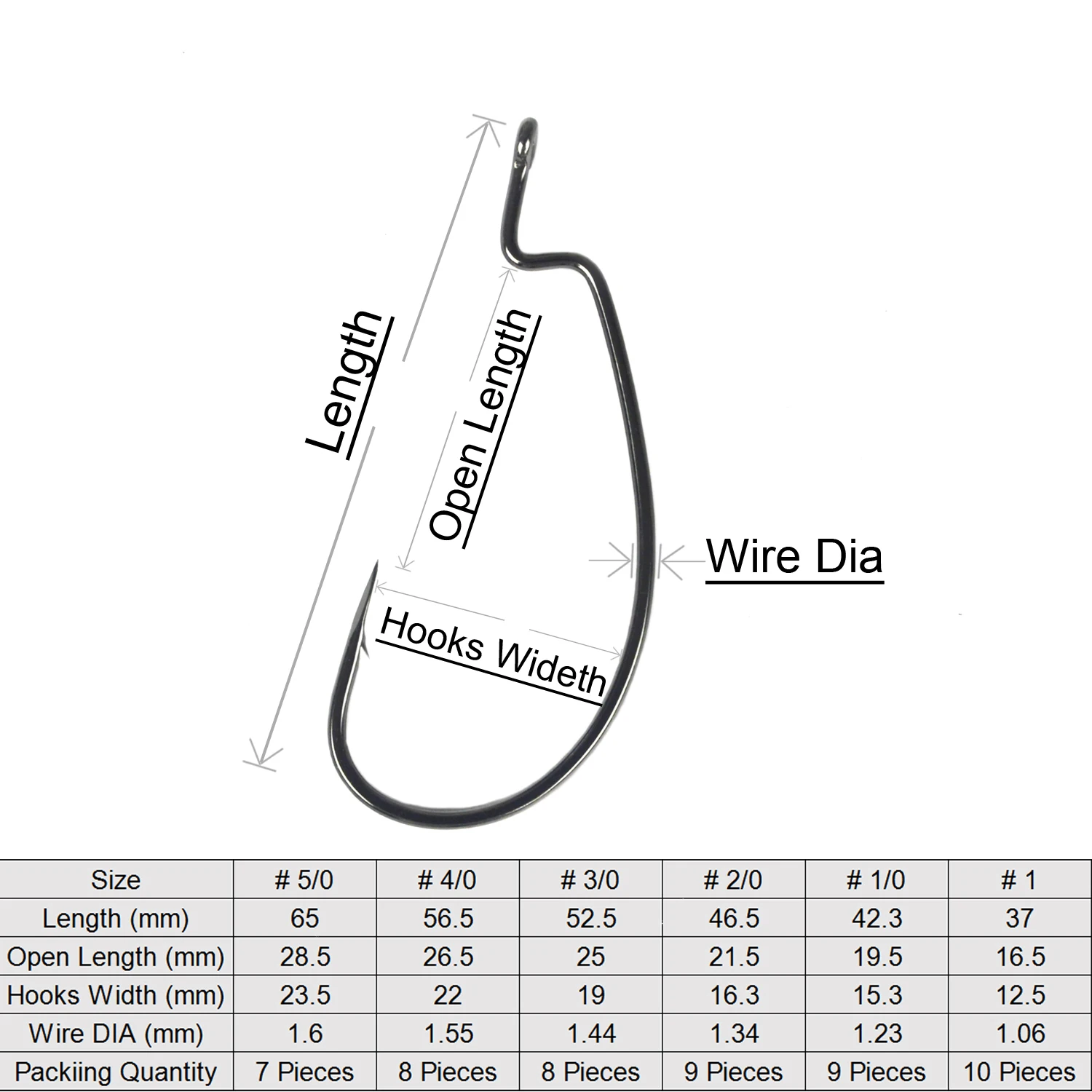 Anzuelos compensados texanos de acero rico en carbono premium 9003CD 81WV para pesca de percha de trucha, anzuelo de gusano suave # 3- # 5/0 9003 - imagen 3