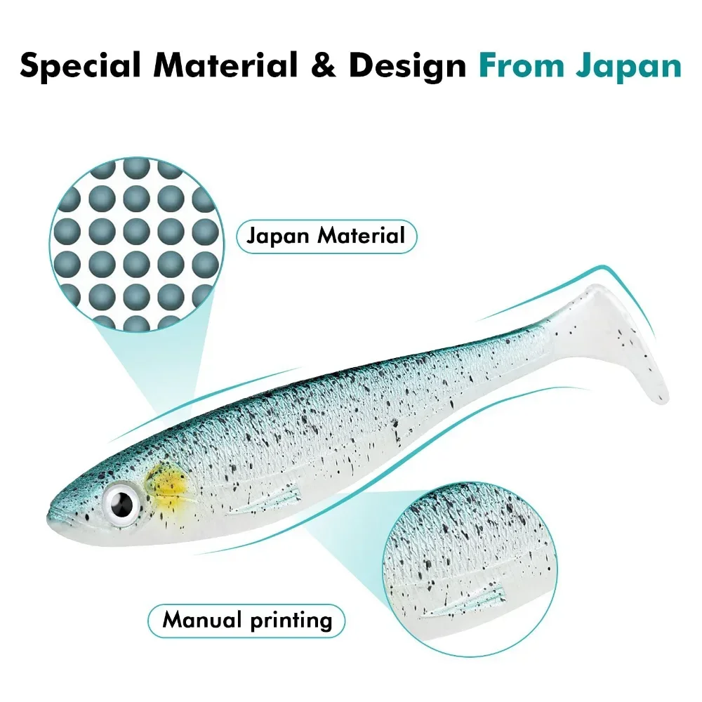 Cebo de pesca de cola en T, cebo suave sin gancho, diseño pintado a mano, Luya biónico, señuelo de pesca de carpa, 9cm, 6,5g, 12 piezas - imagen 2