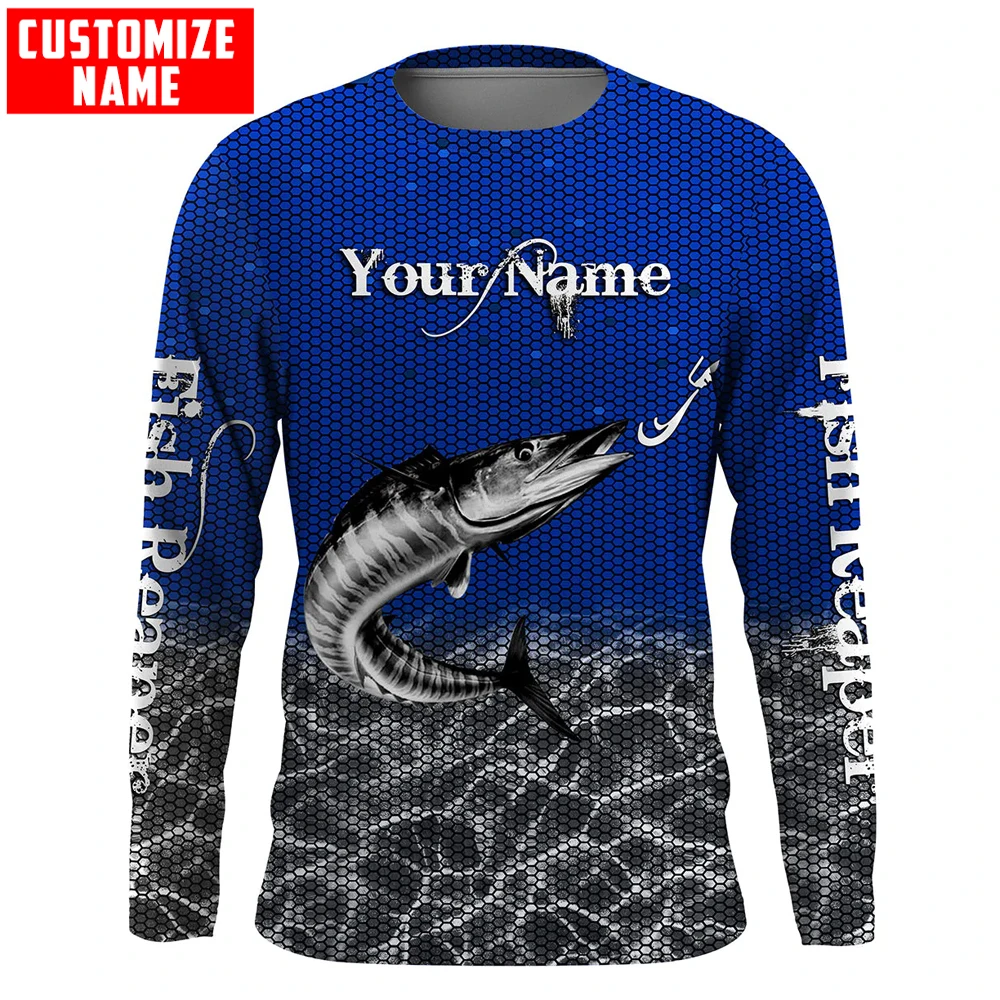Wahoo Fishing Personaliza el nombre y el nombre del barco Sudadera con capucha y sudadera con estampado 3D para hombre Sudaderas con capucha con cremallera unisex Chándales casuales KJ914 - imagen 4