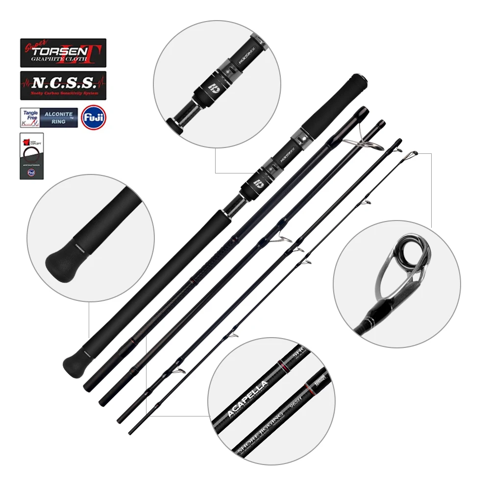 Kingdom Acapella Shore caña de pescar de viaje 2,9 m H Fuji Set cañas giratorias señuelo 100g portátil 5 secciones Jigging Popping Rod - imagen 5