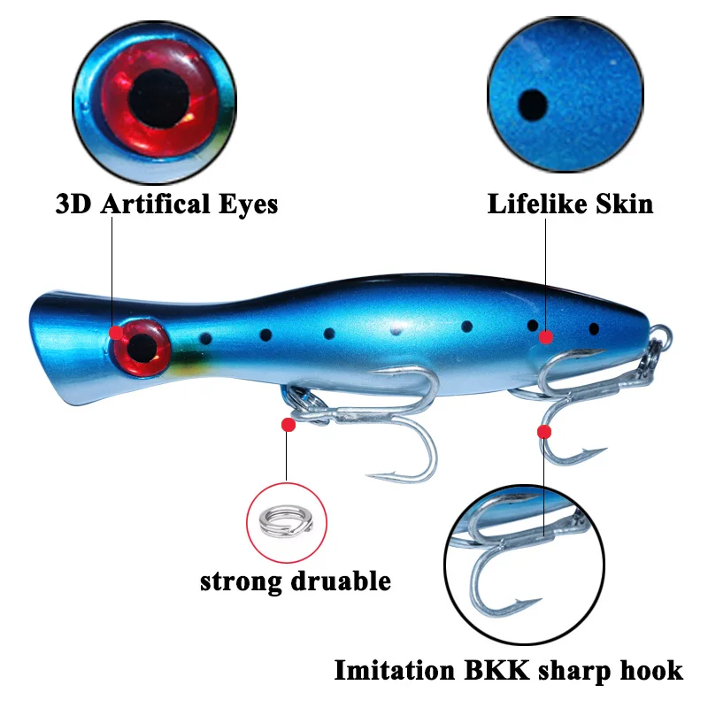 1 Uds. Señuelo de pesca Popper grande, cebo flotante, pesas de 12cm, 88g, señuelo Topwater, señuelos de agua salada Whopper, Isca Artificial - imagen 4