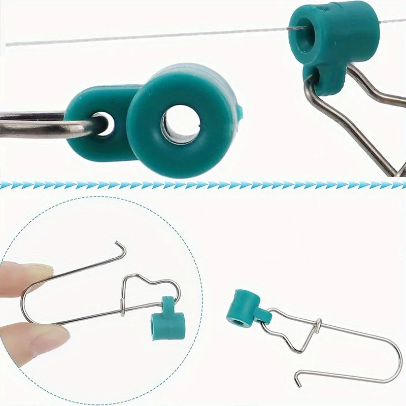 Ackibbik-sedal de pesca de 12/60/100 Uds., deslizadores de plomo, aparejo de pesca para gato, conector de pesas de plomo de alta resistencia para agua salada con cierre Duo Snap - imagen 3