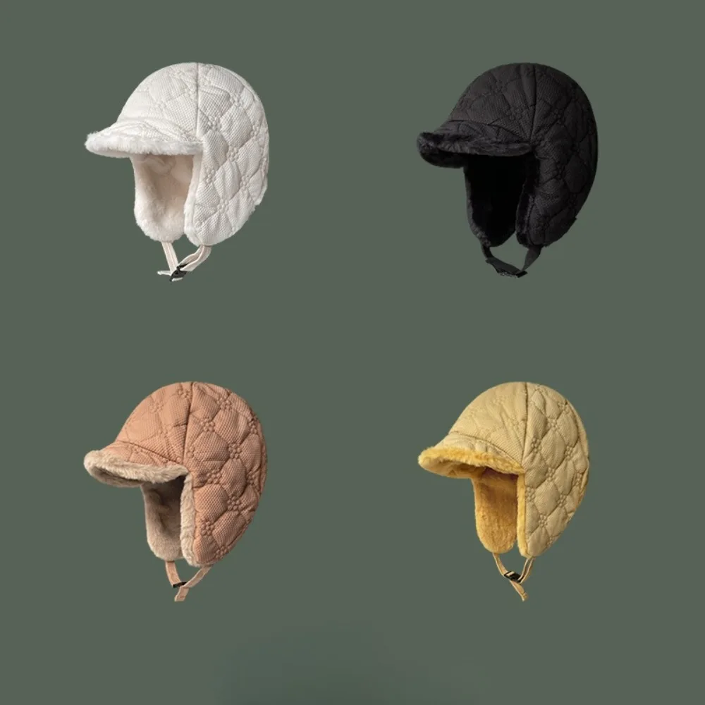 Sombrero de bombardero con protección para los oídos a la moda, sombrero de piloto grueso a prueba de frío, sombreros voladores de felpa a prueba de viento para mujer - imagen 4