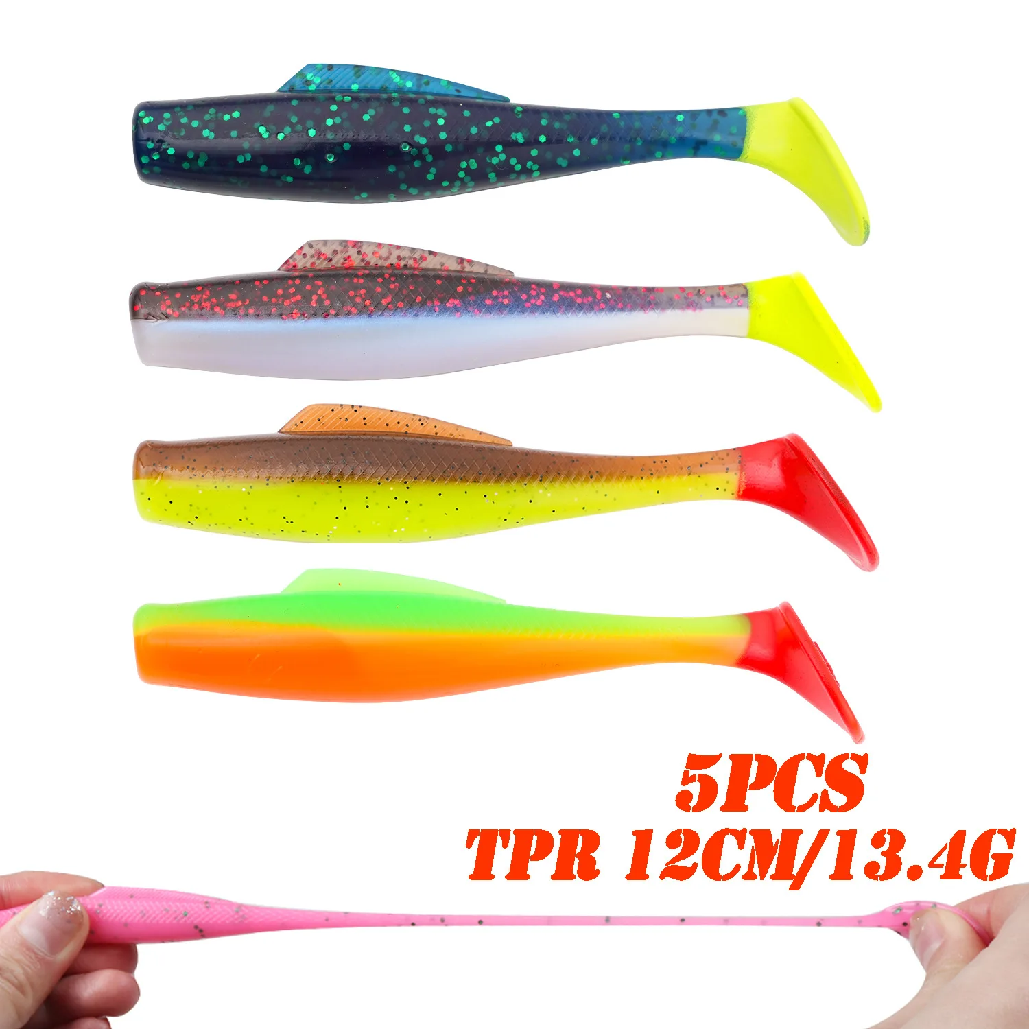 5 uds Testar Señuelos de Pesca cebo blando 120mm 13,4g alta calidad Pesca cebo de silicona Wobblers Swimbait lubina Leurre aparejos de Pesca - imagen 5
