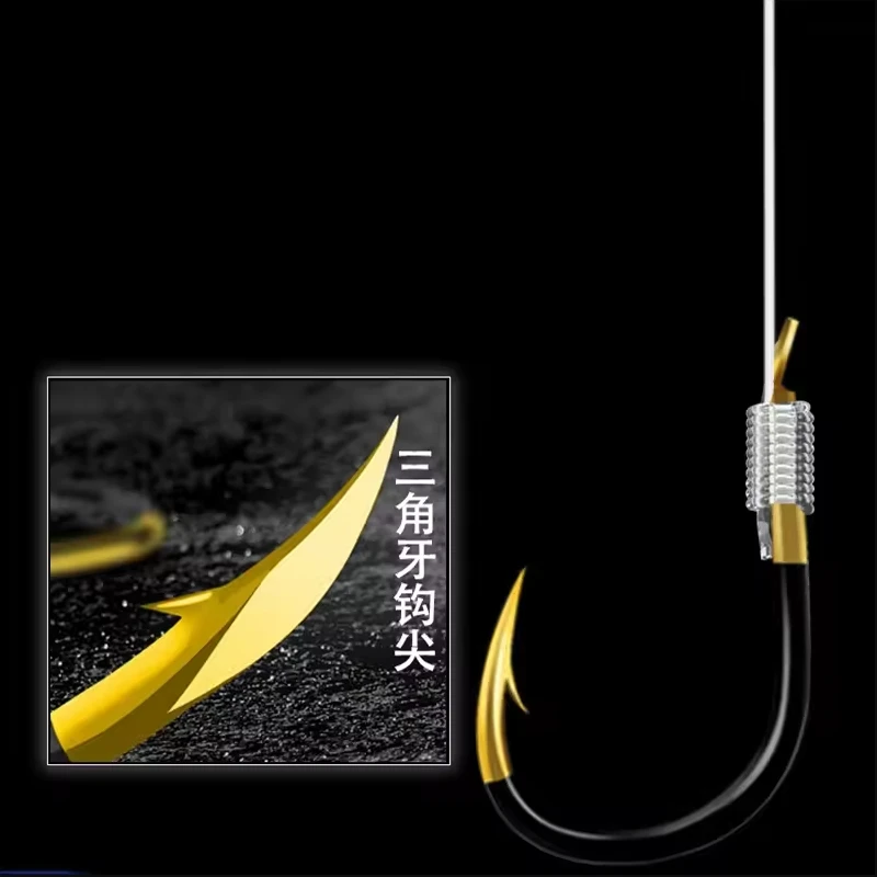 Anzuelo de acero para carpa con alto contenido de carbono, pesca en agua de mar de estilo japonés, línea de encuadernación Ansuo, anzuelo de pesca de 45CM, 10 par/bolsa 1 - imagen 3