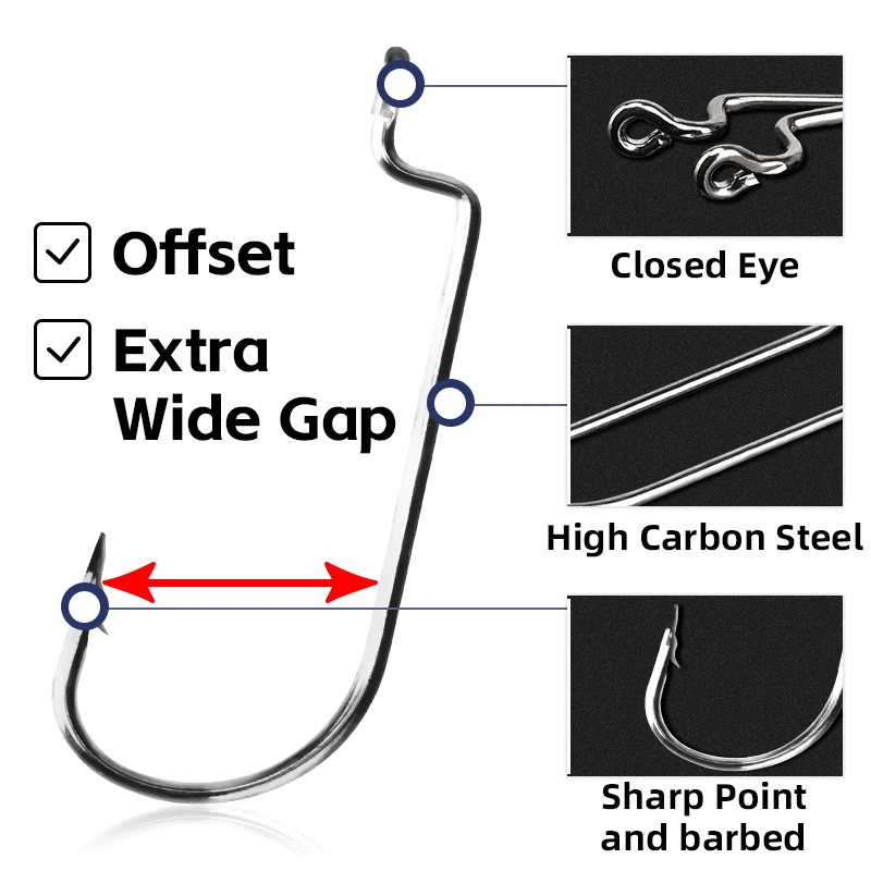 MEREDITH 50 anzuelos de pesca, anzuelos afilados de acero rico en carbono 1/0-5/0 para trucha lubina (entrega rápida) # 1 Best Seller - imagen 2