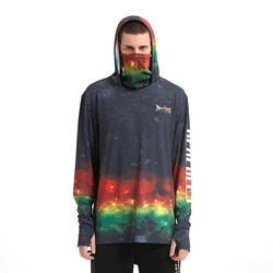 Hercules-abrigo de pesca ligero con capucha para hombre, secado rápido, anti-UV, UPF50+, ropa de pesca, mascarilla facial, camiseta solar transpirable