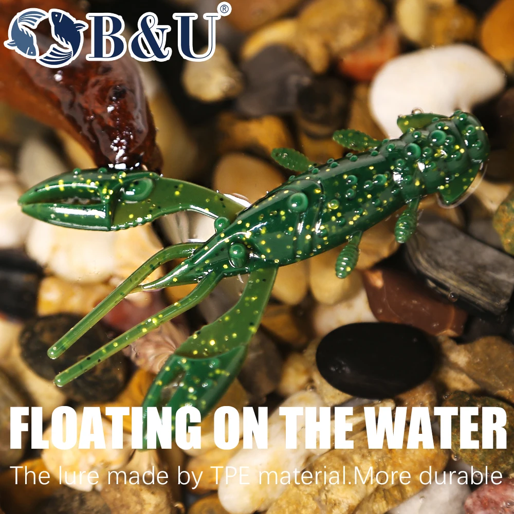 B & U Craw flotante 40mm 60mm pesca señuelo suave Jig Wobblers Swimbait cebos de silicona camarones lubina perca señuelo Artificial Craws cebo - imagen 4
