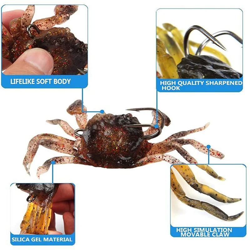 ZUKIBO-señuelo de cangrejo Artificial, cebo de cangrejo 3d, equipo salvaje, Señuelos de Pesca de simulación con anzuelos afilados, 8cm, 35g, accesorios de Pesca - imagen 5