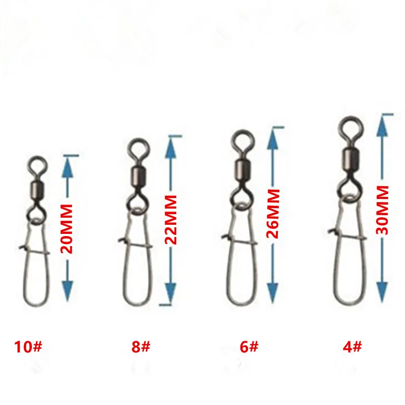 Accesorios de pesca de Lucio, Pin conector de rodamiento giratorio de acero inoxidable, anzuelos de pesca a presión, señuelo, aparejos de pesca, 30 unids/set - imagen 3