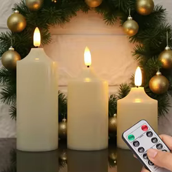 Vela sin llama parpadeante con temporizador remoto, mecha 3D, velas LED con pilas para decoración de boda, Halloween, fiesta de Navidad