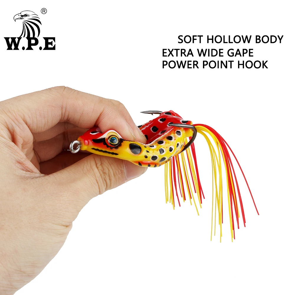 W.P.E-señuelo de rana Multicolor, 1 piezas, 6cm, 17,7g, cuerpo hueco, cebo suave de plástico, aparejos de pesca con doble gancho - imagen 2