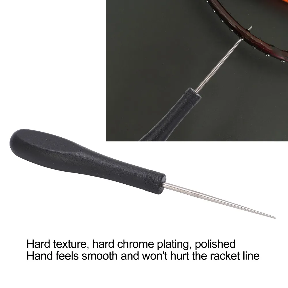 Accesorios de bádminton, punzón de encordado de raqueta negra, punzón recto duradero portátil, herramientas de encordado de raqueta de tenis de hierro - imagen 3