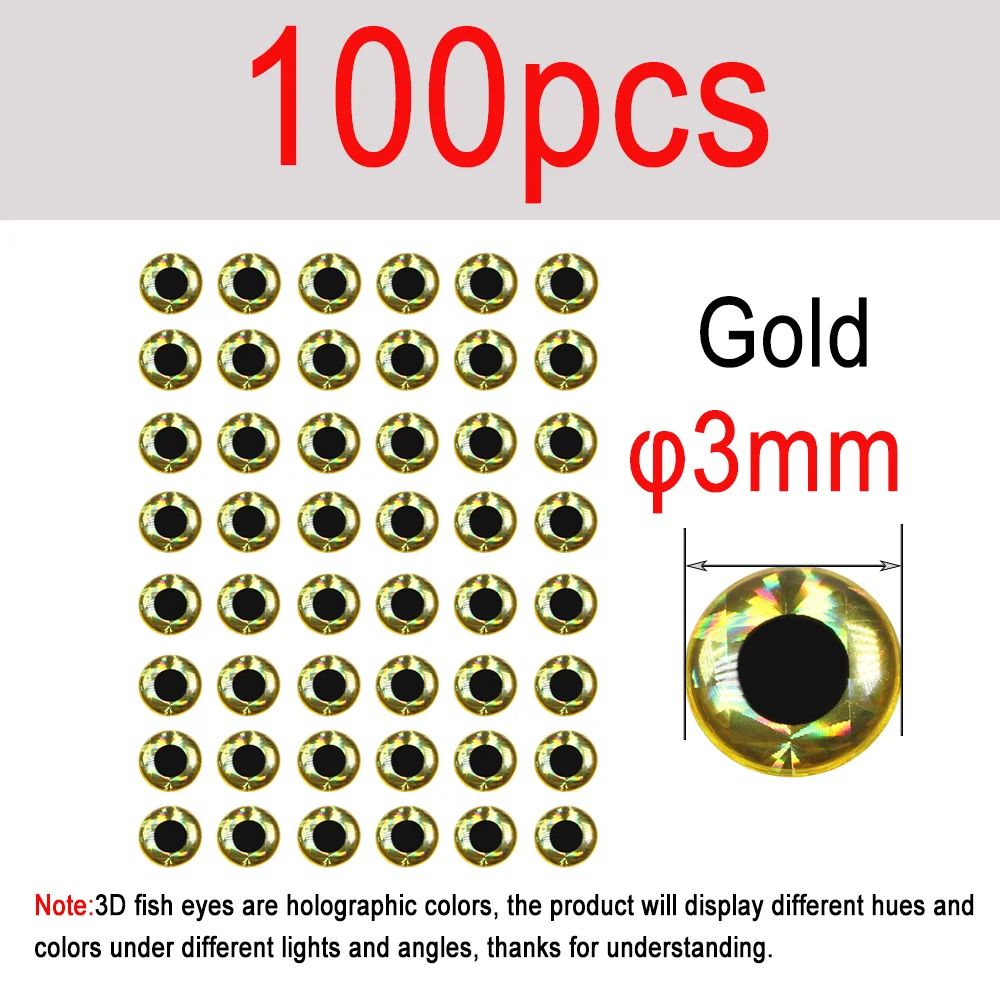 100pcs Gold 3mm