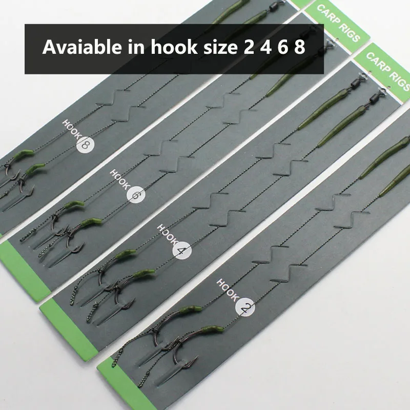 2 uds aparejos de pesca de carpa aparejos de pelo listo hecho anzuelo de pesca de carpa tamaño 2 # 4 # 6 # 8 Accesorios para equipos de pesca Pesca - imagen 3