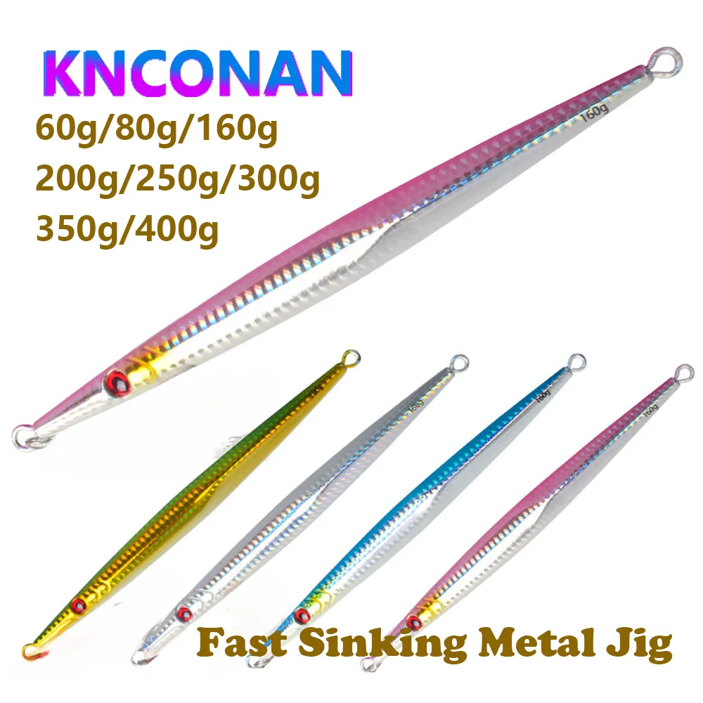 Señuelo de pesca con plantilla de Metal largo, cuchara de Jigging de hundimiento rápido, 60G, 80G, 160G, 200G, 300G, 350G, 400G, cebo de Metal Artificial, aparejos de mar