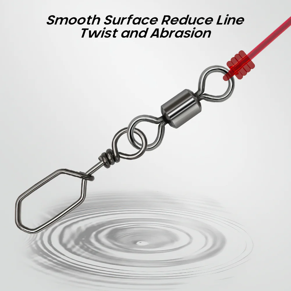 Goture 50 unids/lote giratorios de pesca giratorios de doble rodamiento de alta velocidad rotación Flexible accesorios de pesca giratorios de acero inoxidable - imagen 4