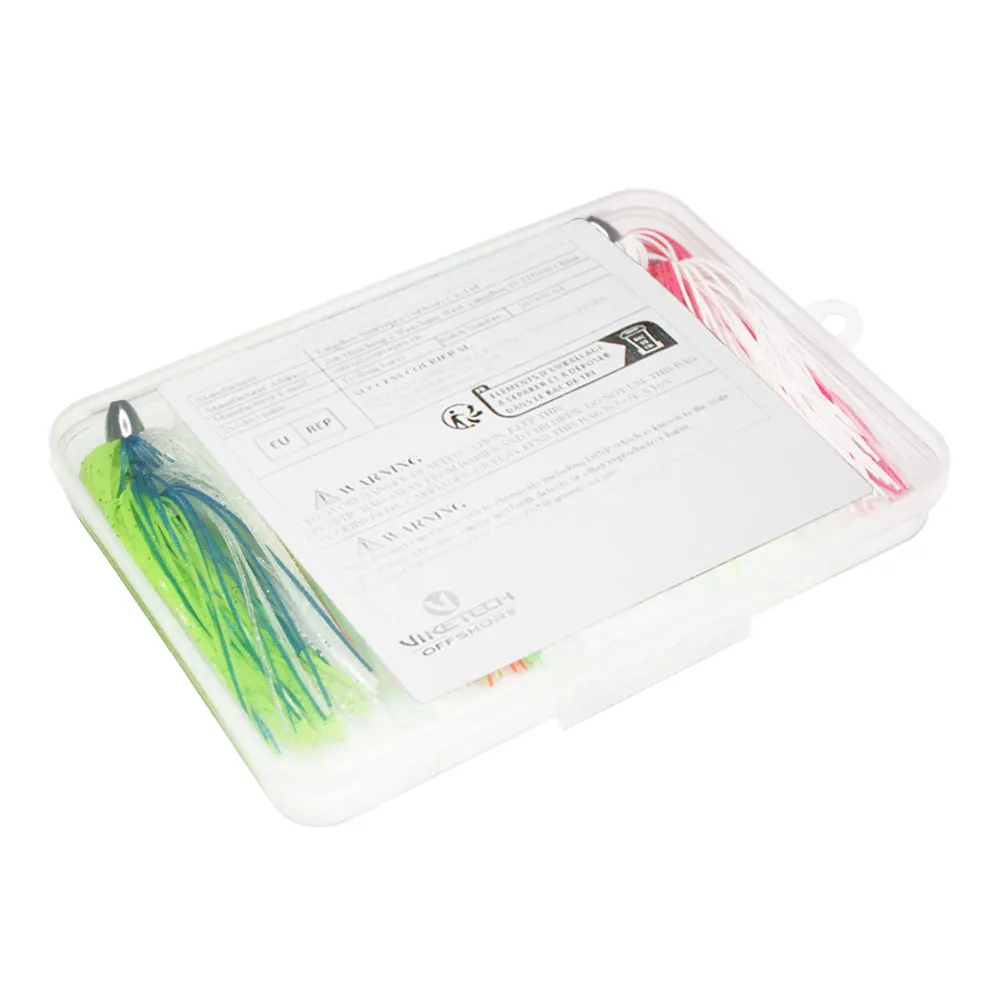 10 unidades, cebo de 2,5 pulgadas con cabeza cromada de latón macizo y falda de silicona suave, falda de cebo Kingfish Duster, cebo ideal de agua salada - imagen 5