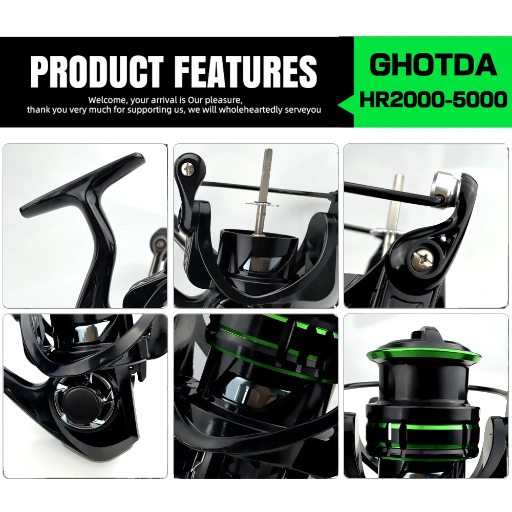 Carrete de Pesca giratorio serie 2000-5000, arrastre de brazo de roca intercambiable izquierdo y derecho de 8-10kg, Pesca de agua dulce y salada - imagen 4