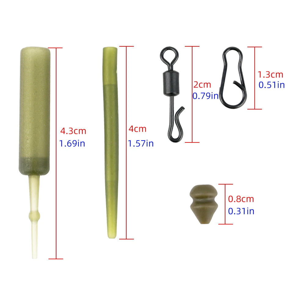 Hirisi-Kit de aparejo de pesca de carpa, 10 juegos, broches giratorios de pesca, aparejo de helicóptero, funda de gancho, accesorios de pesca M7 - imagen 3