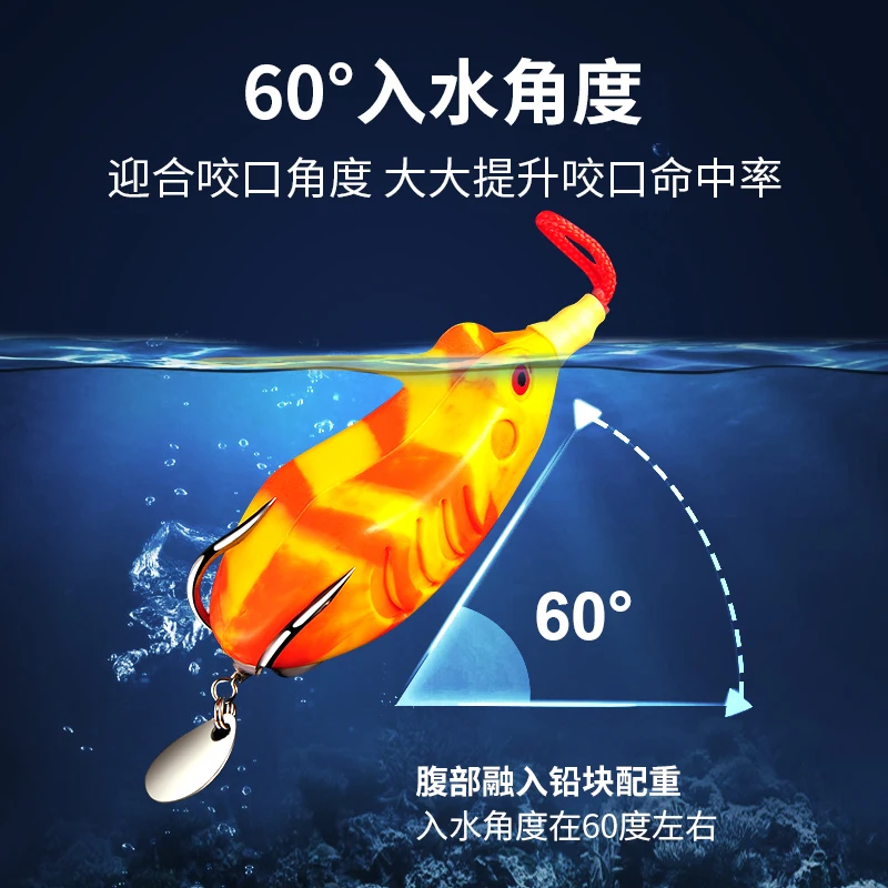 Equipo de pesca PD, cebo de corredor de carretera modificado, Rana trueno, fundición larga, hierba pesada, lentejuelas de agua dulce, ranas de agua antichoque - imagen 3