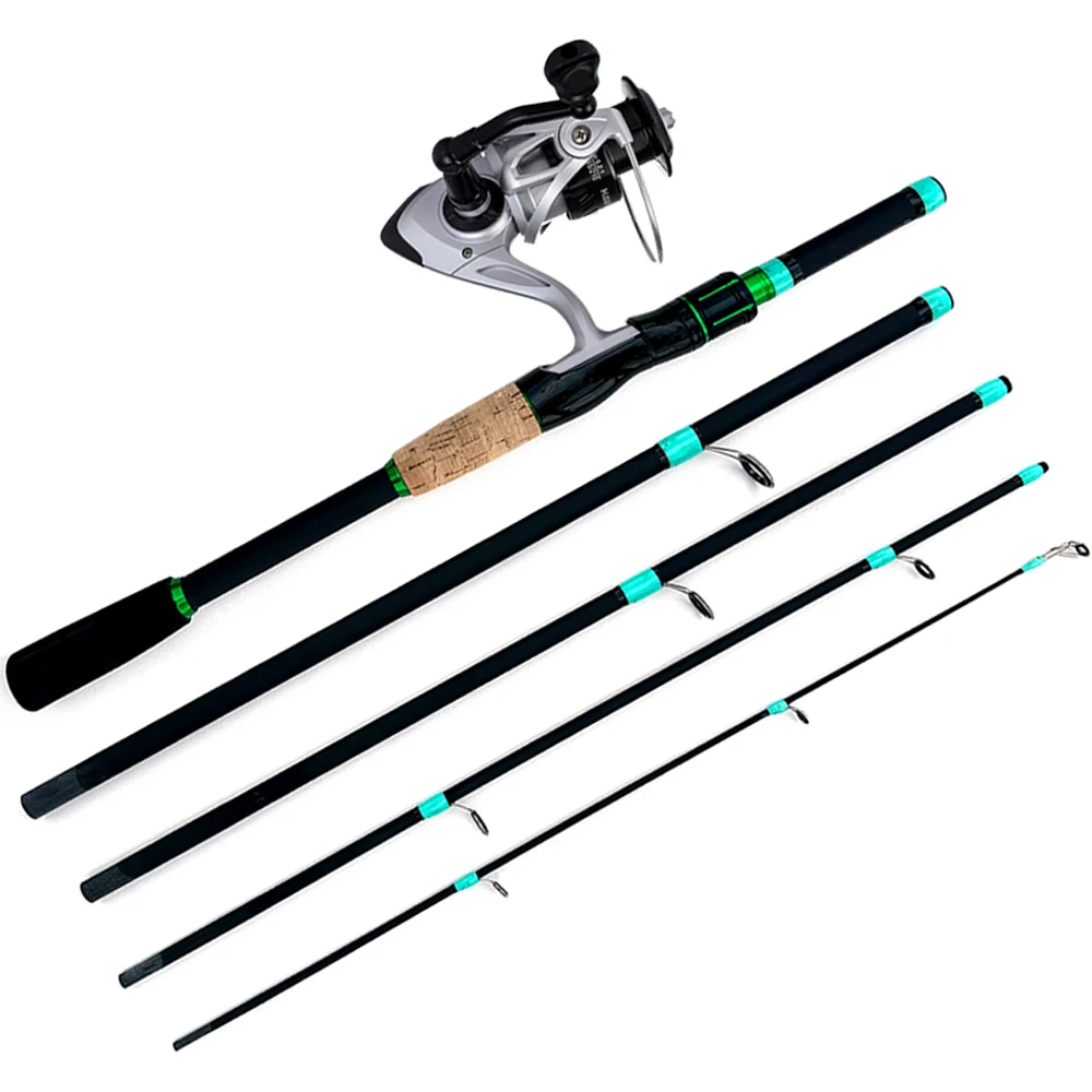 Juego de caña de pescar giratoria y carrete, 1,8 M y 2,1 M, señuelo de 4/5 secciones, carretes giratorios con mango EVA para prueba de cebo de lubina, 3,5g-14g - imagen 3
