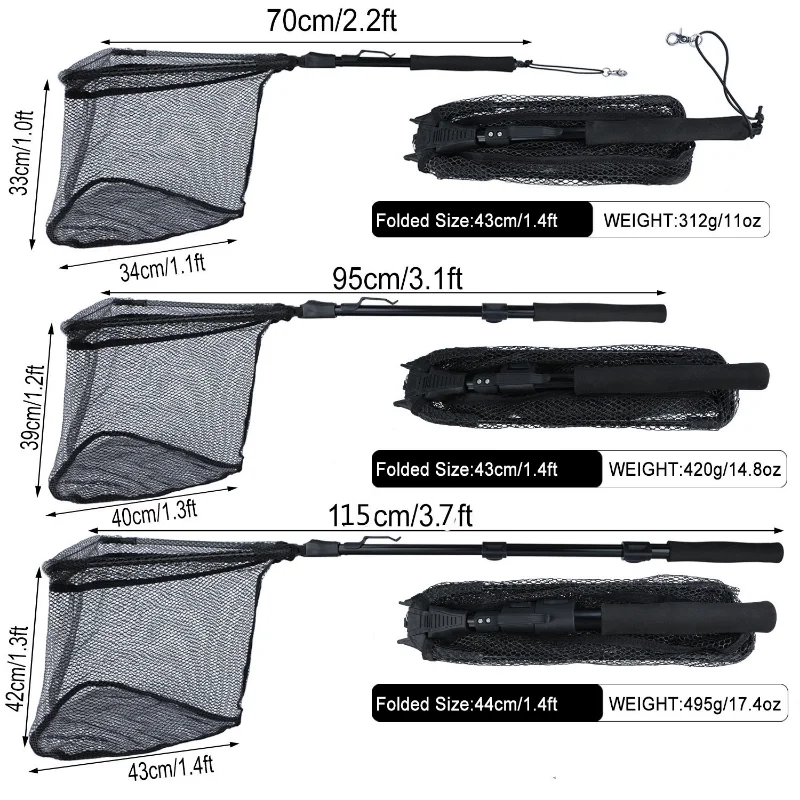 Sougayilang-red de pesca plegable, herramienta telescópica con mango de EVA, 65, 95, 112cm - imagen 4
