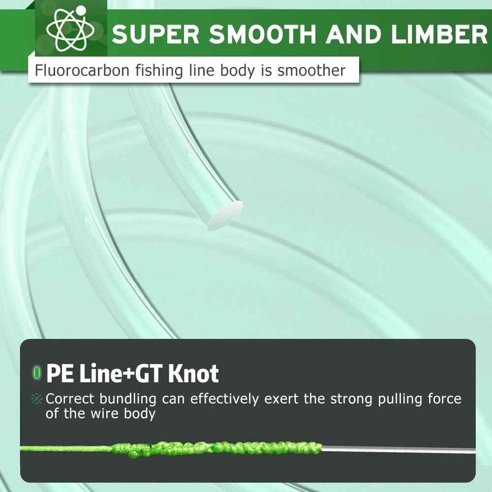 ZUKIBO Línea de pesca de 99% FLUOROCARBONO, material líder japonés, alta claridad, baja visibilidad y estiramiento, altamente resistente a la abrasión, pesca de hundimiento rápido, línea principal líder de 100 M, 300 M - imagen 3