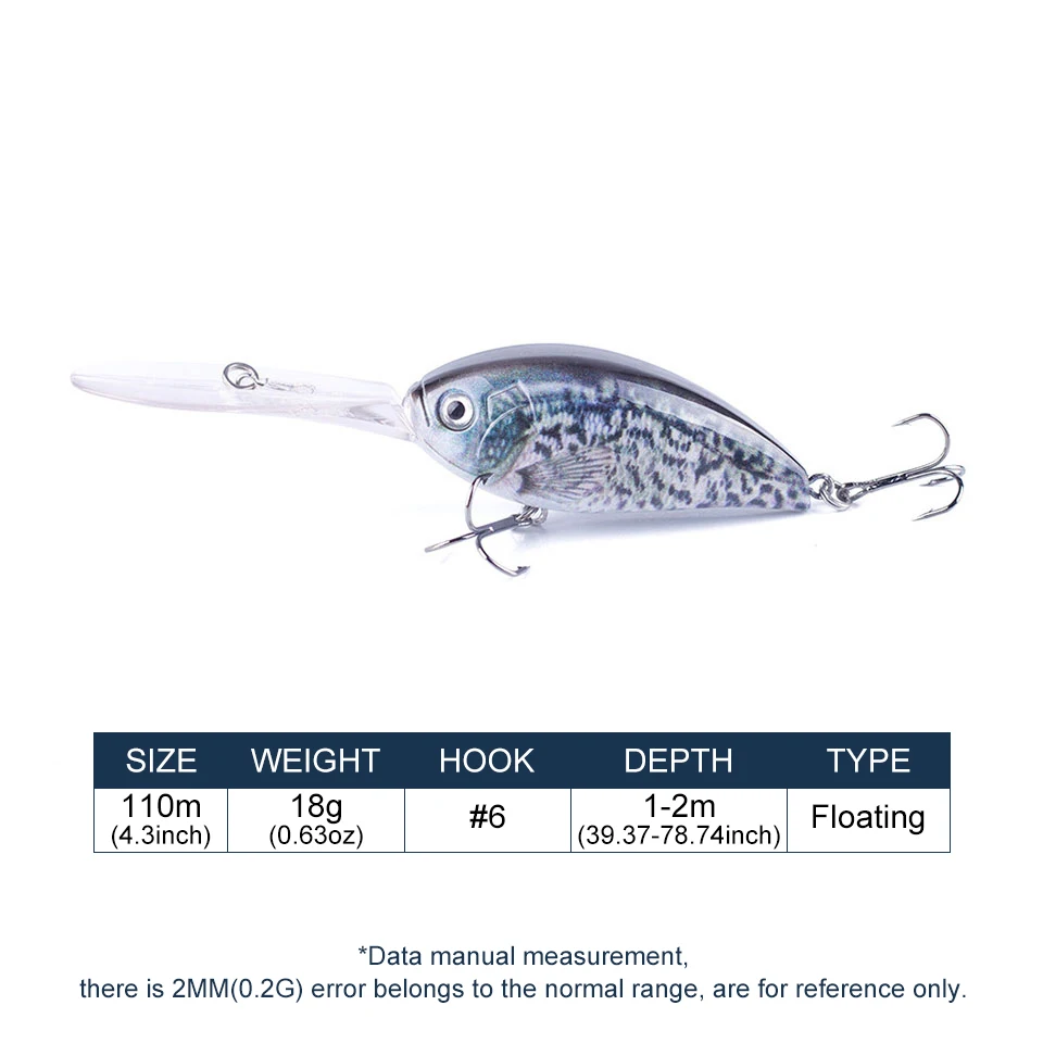 Señuelo flotante Wobbler para Pesca, cebo Artificial de 11cm y 18g, perca para lubina y Lucio, cebo de sonajero, 1 piezas - imagen 2