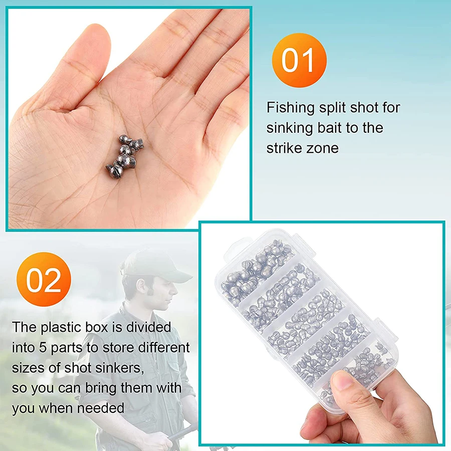 Kit de pesas de pesca, plomos de tiro dividido extraíbles, peso de huevo de pescado, juego de pesas de tiro dividido redondo, aparejos de pesca - imagen 3