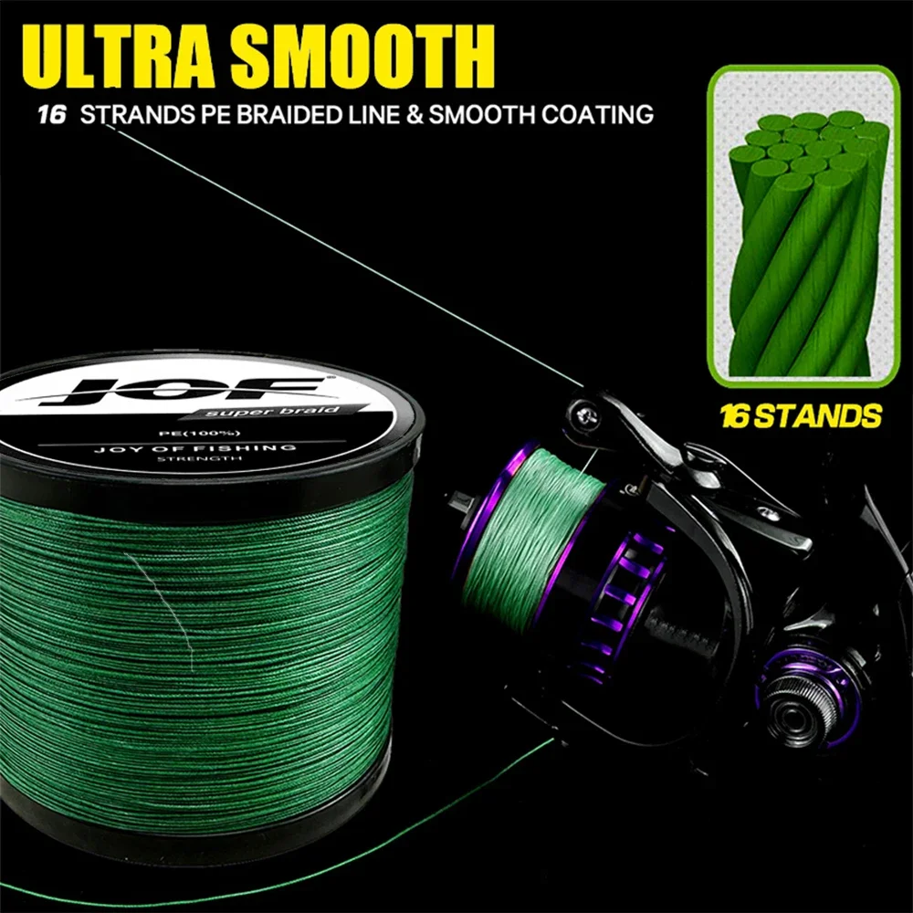 JOF-sedal de pesca trenzado de 16 hebras X16, cable principal, trenza resistente a la abrasión, líneas de PE, cable de pesca de agua dulce y salada, 10-90kg - imagen 5