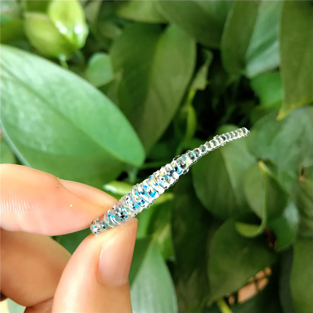 Swolfy-mini señuelos blandos de goma para pesca en roca, cebos de gusano suave, cebos artificiales de silicona para lubina, 4cm, 50 unidades - imagen 2