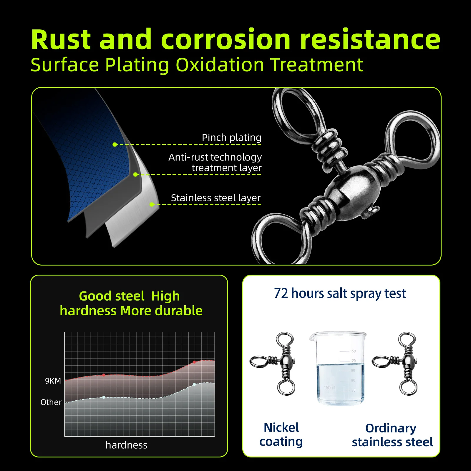 Giratorios de 3 vías, 25 ~ 100 Uds., aparejos de pesca giratorios, aparejos de bagre, aparejos de Surf de bagre de latón inoxidable, barril de pesca de agua salada - imagen 4