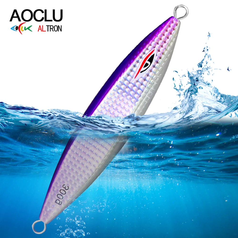 AOCLU-Plantilla de Metal lenta con forma de sardina, 300g, 400g, 500g, brillo UV luminoso, sin anzuelos, cebo duro, señuelo para pesca de lubina en barco - imagen 5