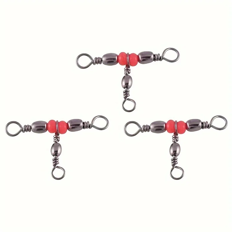 Anillos giratorios de barril tres vías con cuentas para pesca - imagen 2