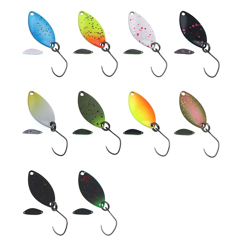 5 unids/lote 1,4g/24mm micro cuchara de Metal señuelo de pesca cebos duros lentejuelas multicolor un solo gancho trucha señuelos aparejos de pesca - imagen 2