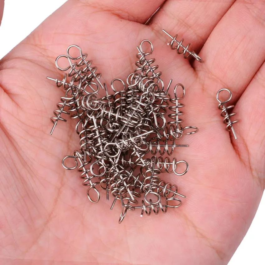 Pin de bloqueo de resorte de 20/50/100 piezas, gancho de manivela, Conector de pesca de acero inoxidable, cierre de manivela para señuelo suave, aparejos de pesca - imagen 4