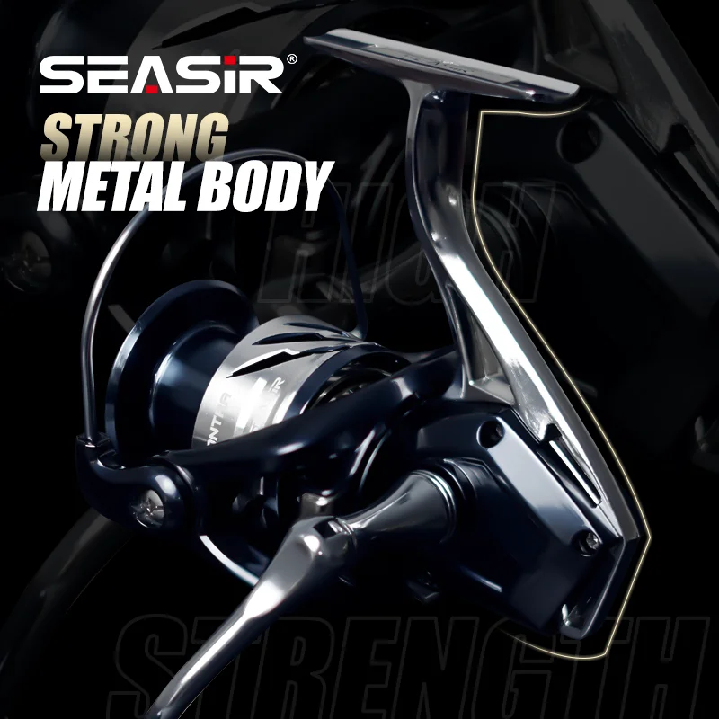 SEASIR 콘트라 스피닝 낚시 릴, 알루미늄 파워 핸들, 모든 금속 해수, 큰 물고기 코일, 2000-6000, 5.2:1, 최대 드래그 15KG, 33LB - imagen 3