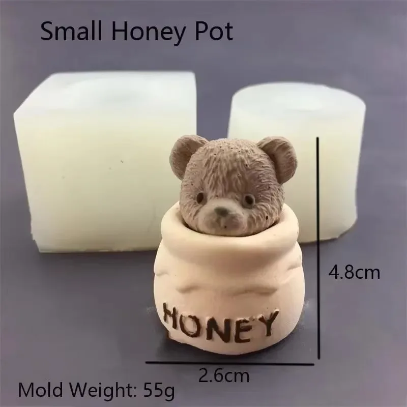 Molde de silicona oso peluche con tarro de miel para velas y repostería - imagen 3