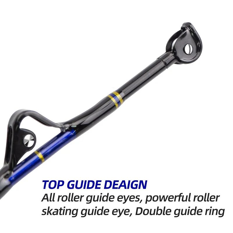 Caña de pescar para barco dorado claro, barco convencional con rodillo 4 + 1, caña de carrete de pesca de dos secciones con mango recto - imagen 3