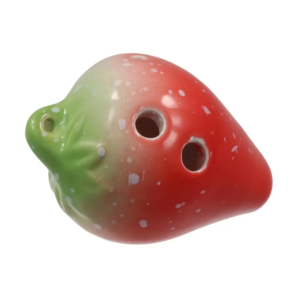 Lindo Ocarina en forma de fresa Color degradado tono C 6 agujeros Ocarina de cerámica creativo portátil niños instrumentos musicales juguete - imagen 4