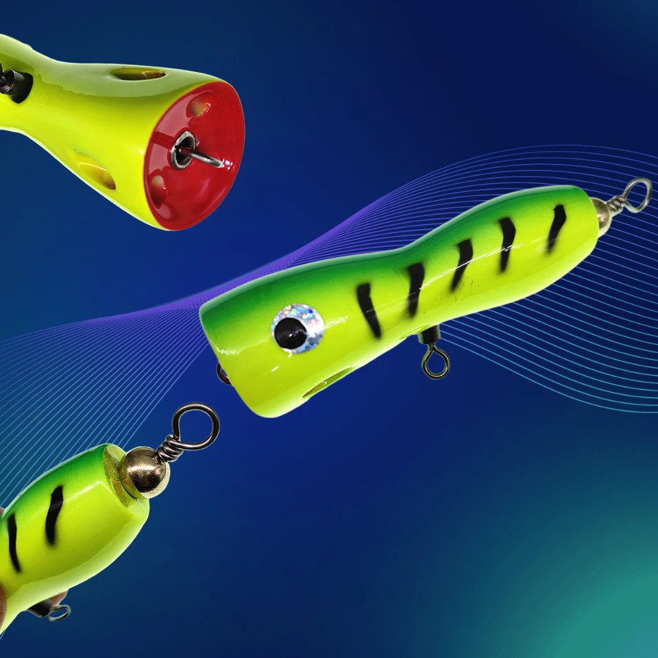 Señuelo de pesca en barco de aguas profundas, cebo de madera Popper, curricán, hecho a mano, cebo GT, 25g, 45g - imagen 4