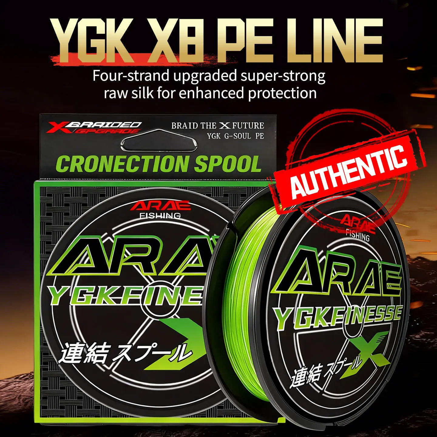 Línea trenzada YGK X8 Strands PE verde alta resistencia