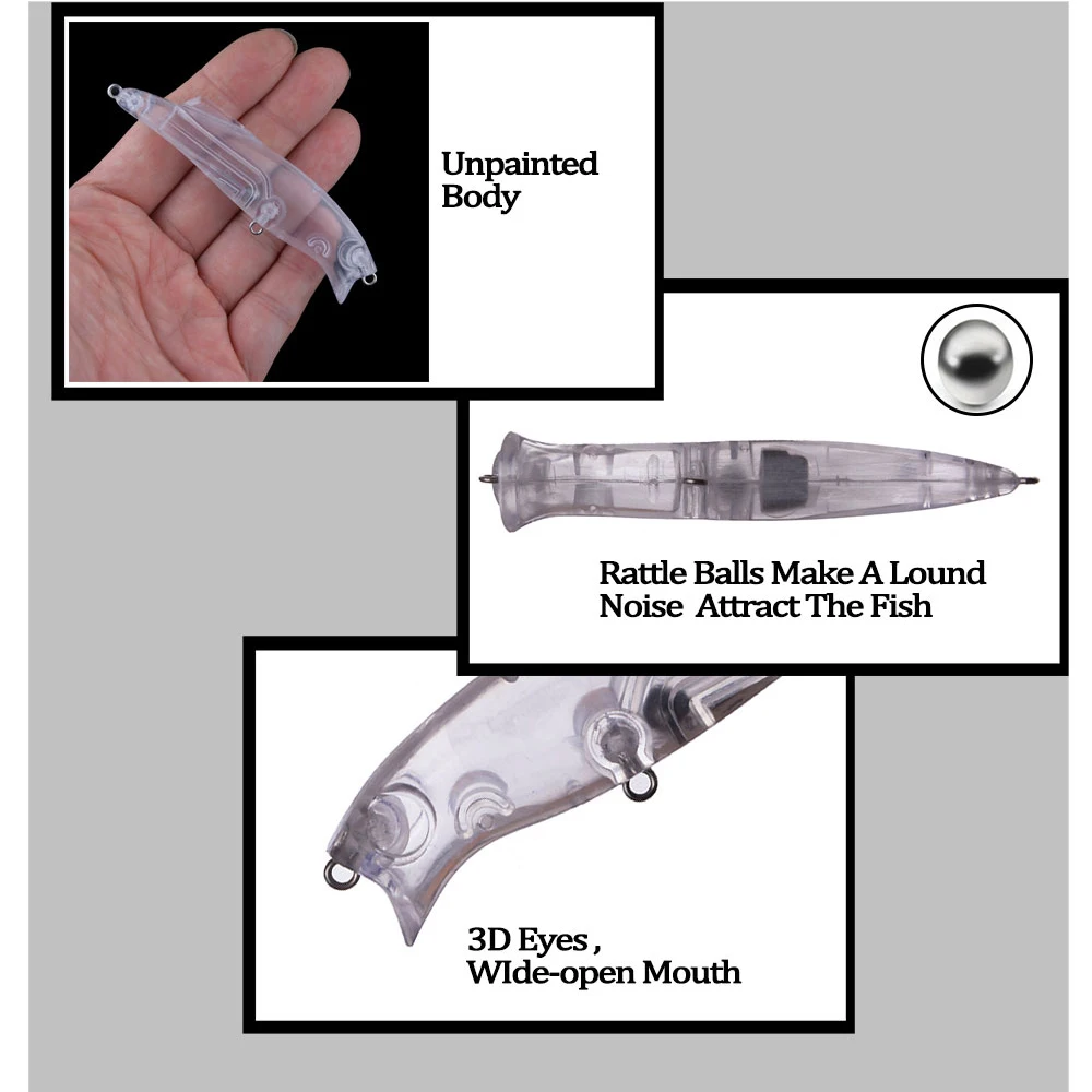 Chan'sHuang 20 piezas cebo en blanco sin pintar, 10,6g/90mm, Popper de fundición larga para caminar al perro, señuelo de pesca Artificial hecho a mano DIY - imagen 4