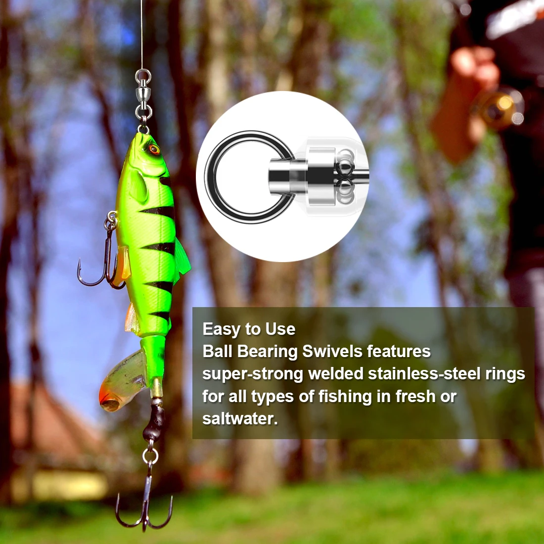 FishTrip-giratorios con rodamiento de bolas, 10-100 Uds., anillo de soldadura sólido giratorio de pesca, acero inoxidable, resistente, para agua salada, bagre - imagen 5